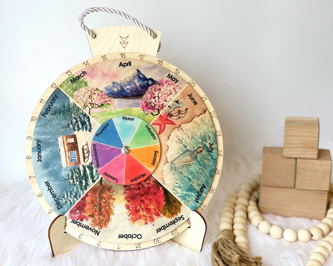 Wooden Wheel of the Year, Wooden Perpetual Calendar, Four Seasons Wheel ...