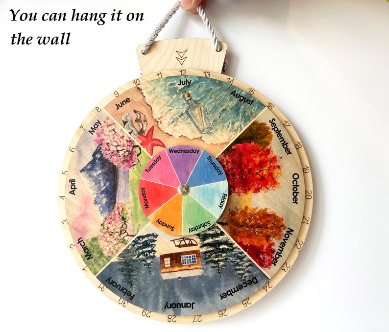 Wooden Wheel of the Year Wooden Perpetual Calendar Four - Etsy