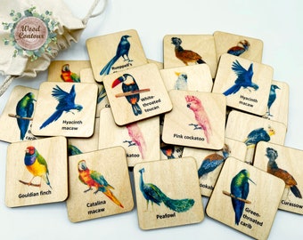 Wooden Birds Memory Game, Montessori Toys, Wood Animals Matching Cards, Homeschool Preschool Toddlers, Educational Toys For Kids