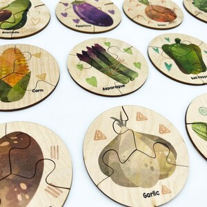 Montessori Wooden Vegetable Jigsaw Puzzles/ Veggies Matching Game ...
