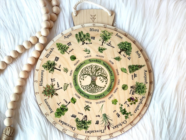 Wooden Wheel of the Year Celtic Tree Calendar Wooden Etsy