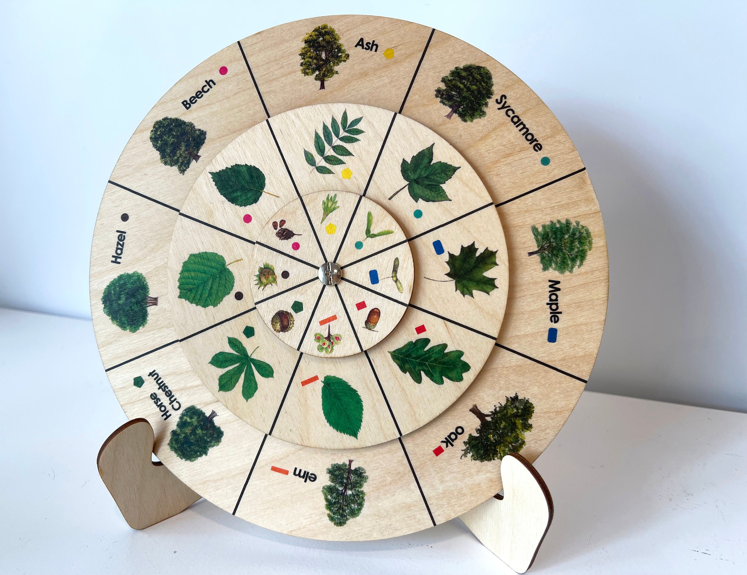 Montessori Tree Leaf Wooden Wheels Activity/ Tree Leaves Match Etsy