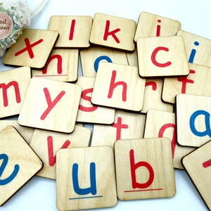 Alphabet en bois Montessori ABC majuscules minuscules / cartes mémoire alphabet / cartes orthographiques lettres préscolaire maternelle