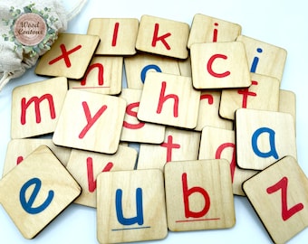 Montessori wooden alphabet ABC Uppercase Lowercase cards/ alphabet flashcards/ homeschool preschool kindergarten letters spelling cards