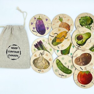 Montessori Wooden Vegetable Jigsaw Puzzles/ Veggies Matching Game ...