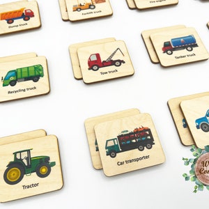 Wooden Car Truck Memory Game, Montessori toys, Vehicles Matching Cards For Kids Toddler Preschool/ Homeschool Educational Toys image 4
