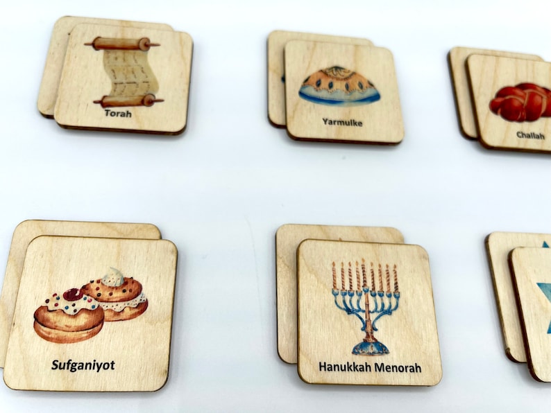 Wooden Hanukkah Celebration Memory Game for Kids, Hanukkah gift for Kids, Jewish hoilday image 7