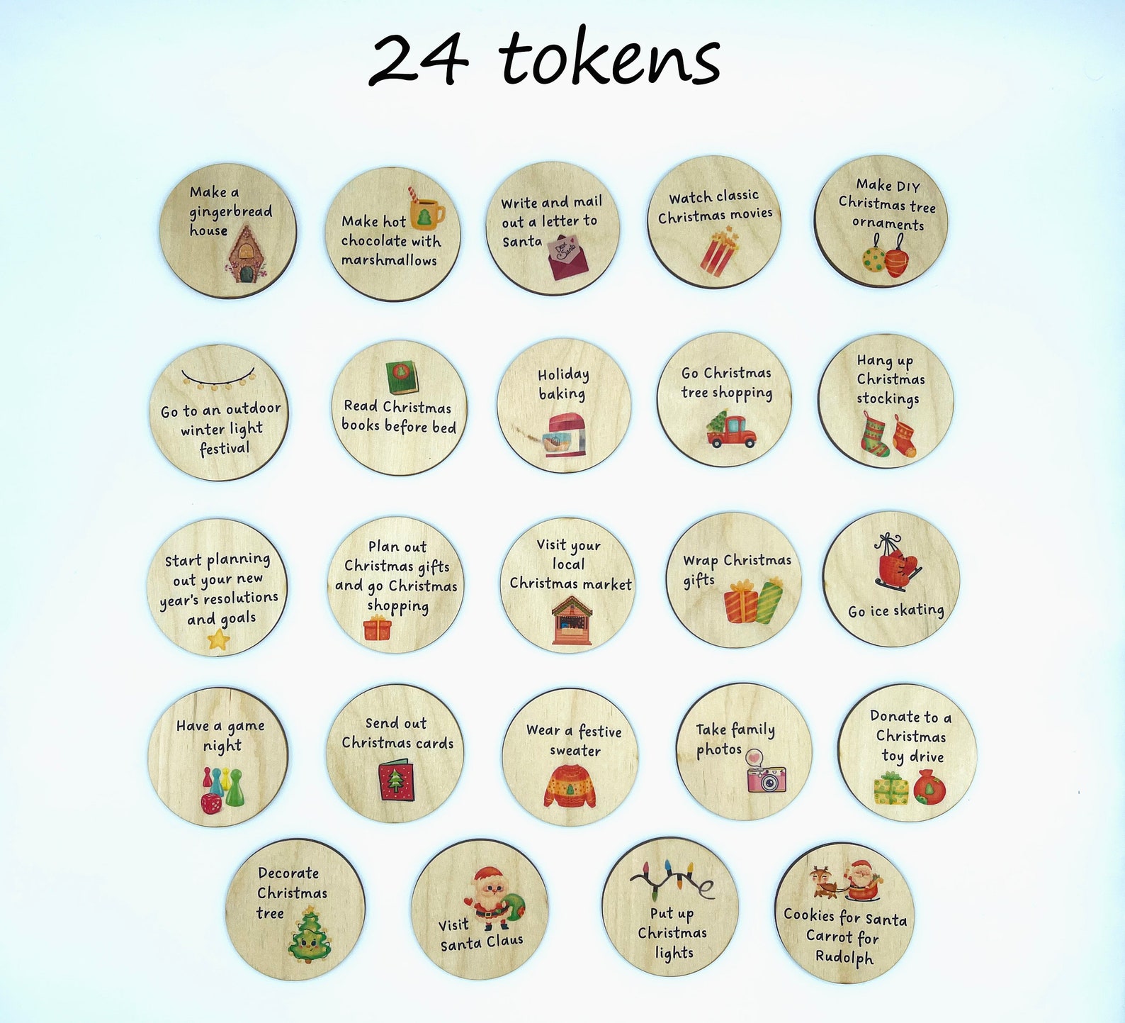 Christmas Advent Calendar Tokens/ X'mas Activity Tokens Etsy Canada