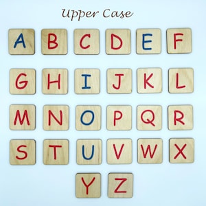 Montessori Wooden Alphabet ABC Uppercase Lowercase Cards/ Alphabet ...