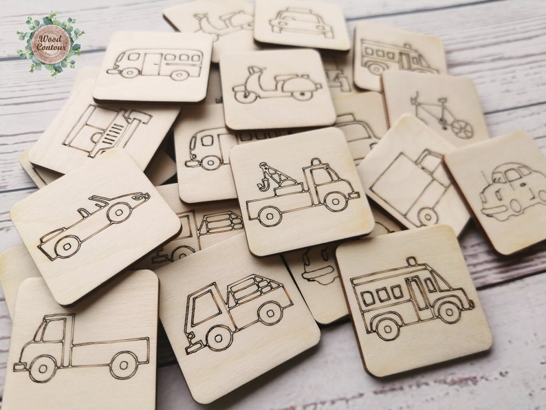 Toddler Preschool Montessori Educational Game Gift Wood Vehicle Memory Game Children Matching Game
