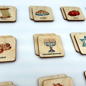 Jeu de mémoire en bois pour la célébration de Hanoucca pour les enfants, cadeau de Hanoucca pour les enfants, fête juive image 5