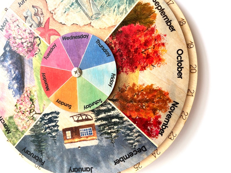 Wooden Wheel of the Year Wooden Perpetual Calendar Four - Etsy