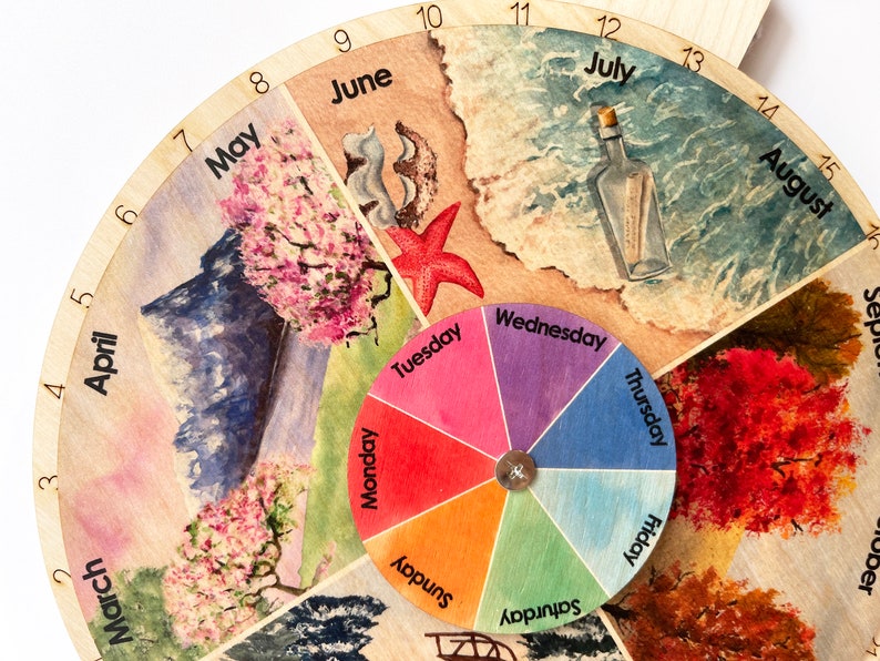 Wooden Wheel of the Year Wooden Perpetual Calendar Four - Etsy