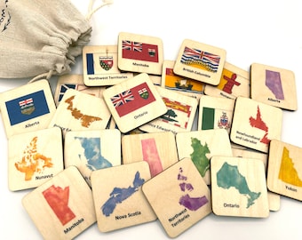 Montessori Canada Map and Flags Matching Cards/ Canada Provinces and Territories Matching Activity for  Preschooler Kindergarten Homeschool