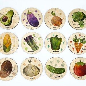 Montessori Wooden Vegetable Jigsaw Puzzles/ Veggies Matching Game ...