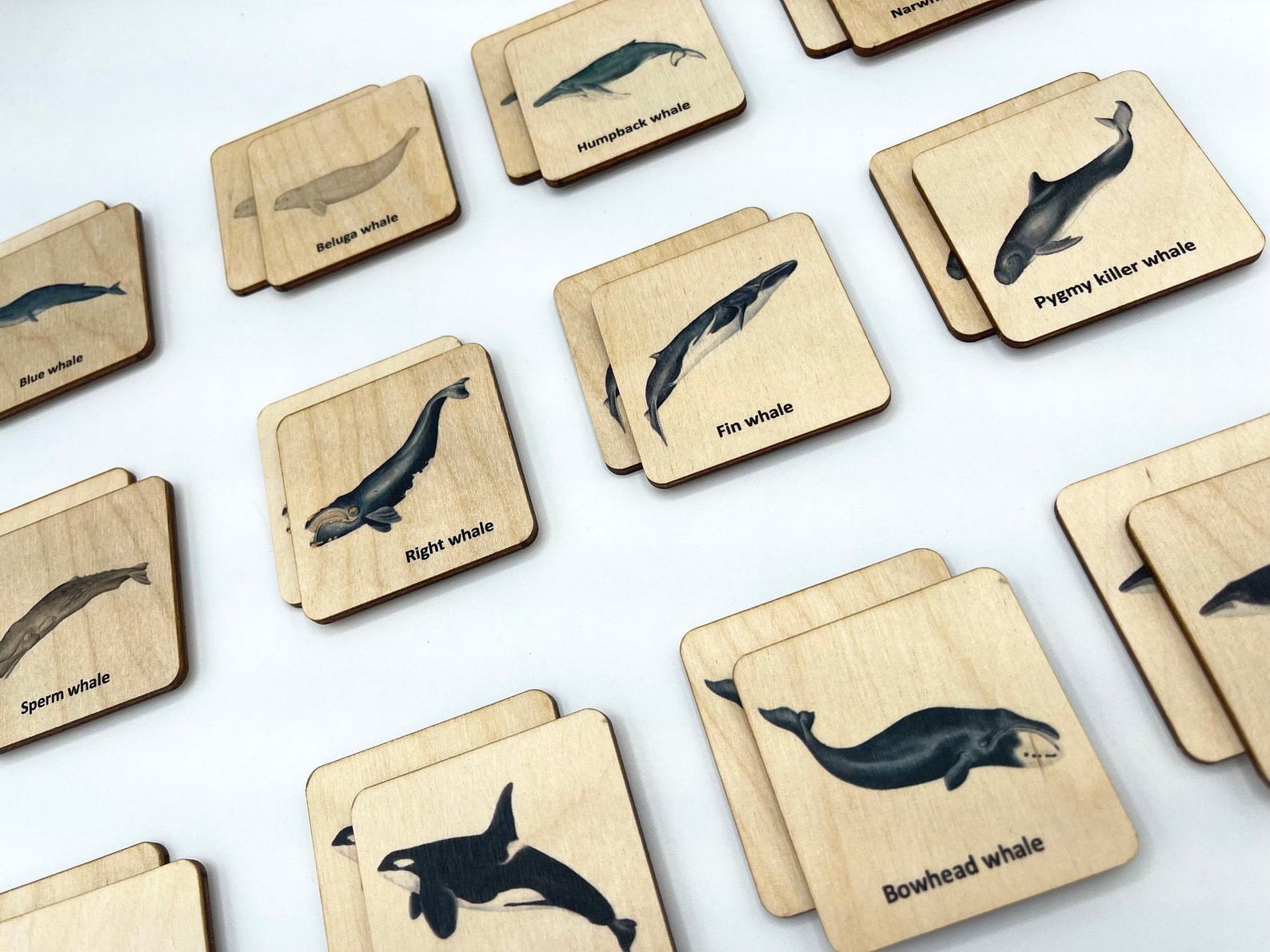 Montessori Wooden Whale Matching Game/ Ocean Animals Whales Memory Game ...