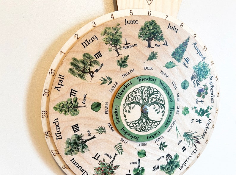 Wooden Wheel of the Year Celtic Tree Calendar Wooden Etsy