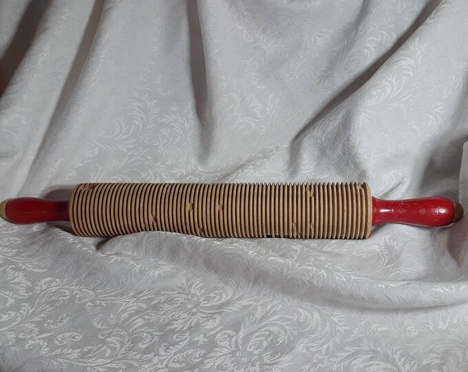 Vintage Lefse Wooden Grooved Rolling Pin Etsy