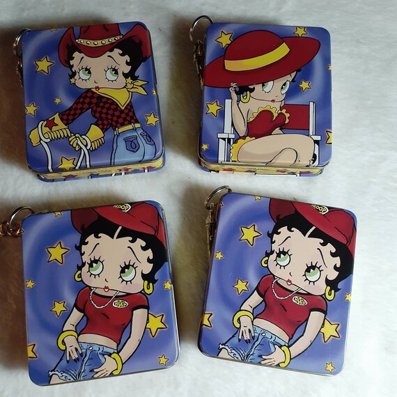 Vintage Lot of 4 Betty Boop Hinged Candy Tin Keychains 2000 King 
