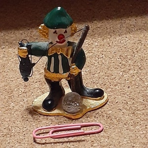 Vintage Miniature Spoontique Pewter Clown Fishing Figurine with Swarovski Crystal