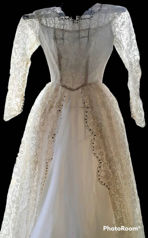 Vintage Mid Century Off White Wedding Gown-more in