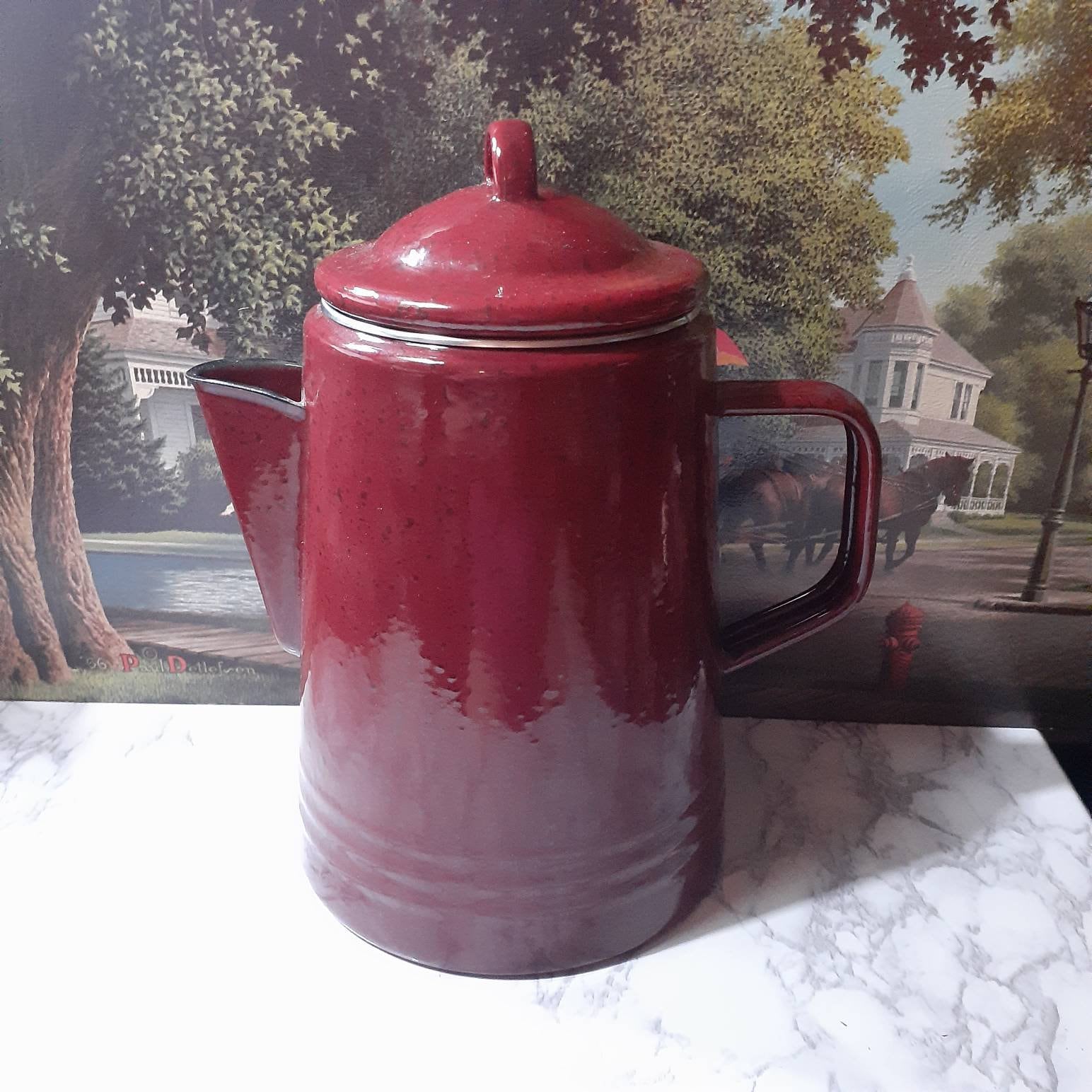 Stainless Steel Paula Deen Percolator Red Speckled Enamelware