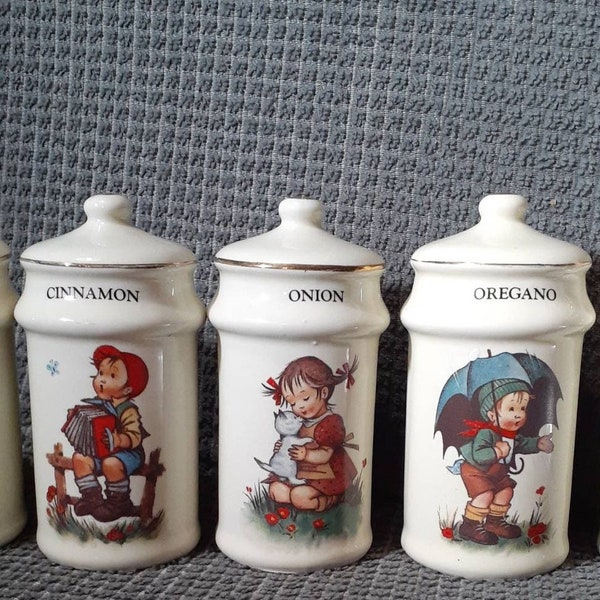 Vintage 1 Piece Hummel Style Design Spice Shaker Container 4.25" Choice of 5