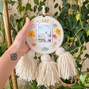 5" Tasseled Colorful floral embroidered photo hoop