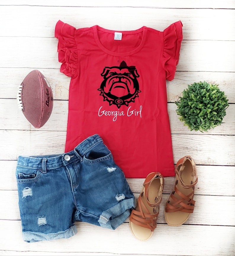 Girls Georgia Bulldogs Flutter Sleeve Top