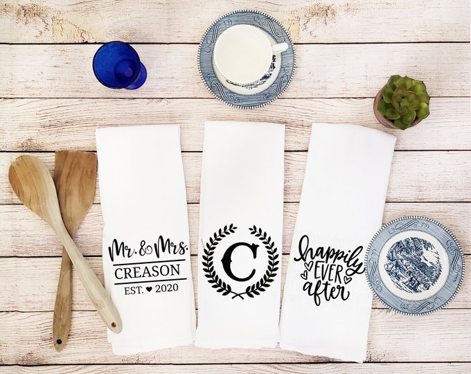 Set of 3 Personalized Kitchen Towels Etsy