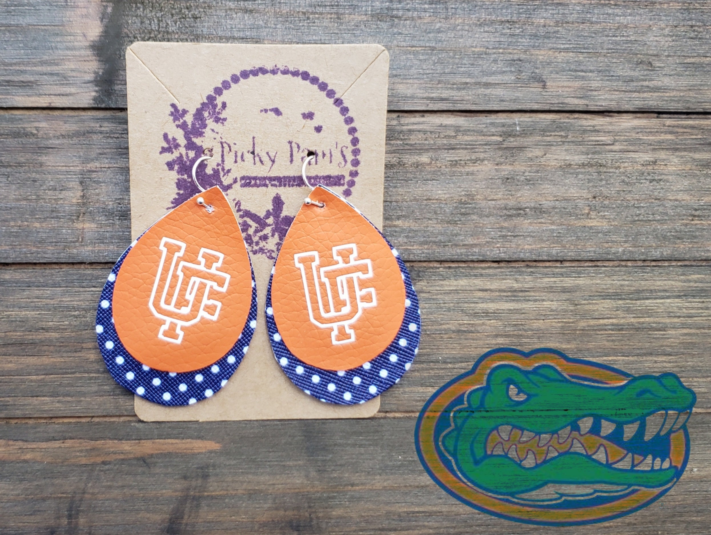 University of Florida Faux Leather Earrings