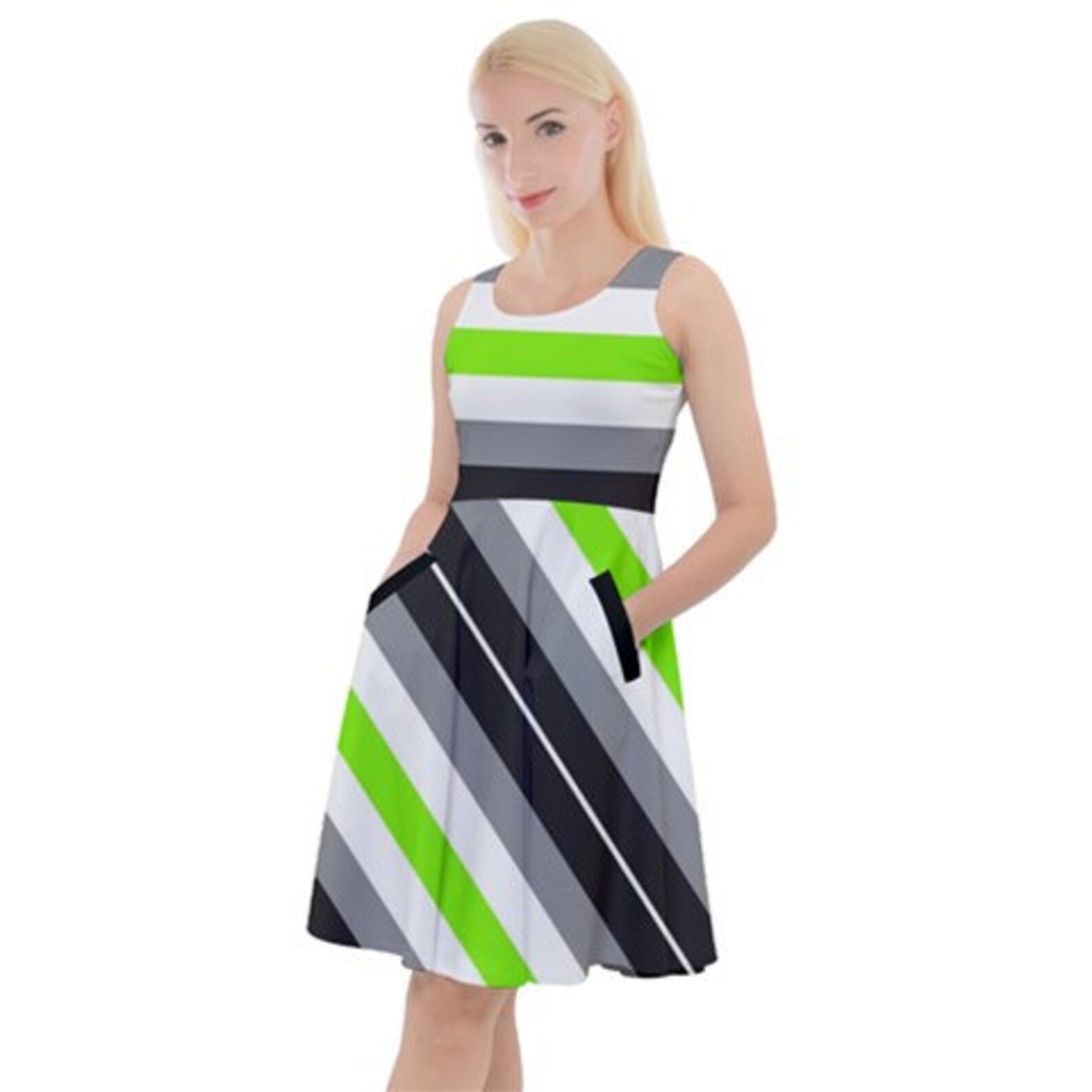 Agender Pride Knee Length Skater Dress with Pockets Etsy