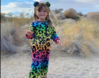 Rainbow Leopard Cat Costume - Colorful Kids costume Child halloween costume baby costume. Retro Throwback.