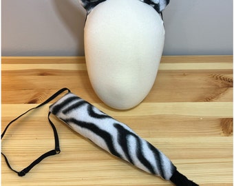 Zebra Ear and Tail Set - Easy Halloween Costume Kid - Baby - Toddler - Adult