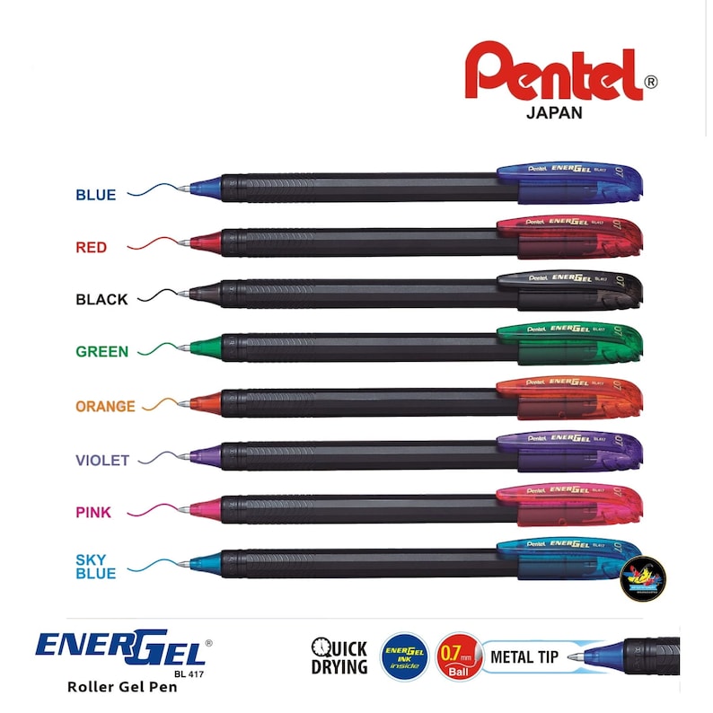 Pentel Energel Roller Gel Pen 0.7 BL417 6 Pens Etsy UK