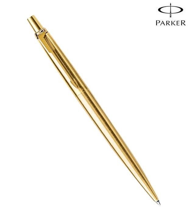 Black Ink Refill Parker Jotter Steel Gold Trim Body Ball Point Pen Blue Ink 