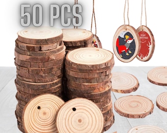 50 rustikale Holzscheiben als DIY-Ornamente, Hochzeitsdekor (2-3,1 inch)