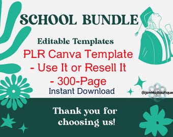 Back-to-School-Planer-Bundle: 300-seitige bearbeitbare Canva-Vorlagen (PLR)