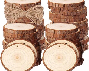 50 Rustic Wood Slices: Natural Pine DIY Ornaments, Wedding Decor, Craft Supplies