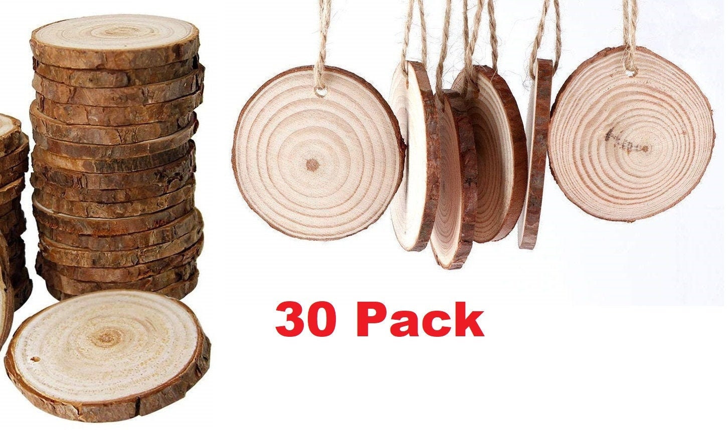 30 Pack Unfinished Natural Wood Rounds Wood Slices 2.42.8in Etsy