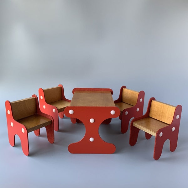 Moderne Poupée Russe Meubles Miniature Contreplaqué Table et Chaise Set