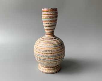 Vintage Mid Century Guildcraft Multi-Stripe Vase, Made in Italy