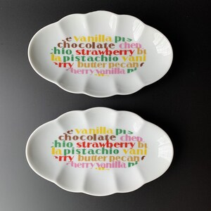 Pair of Vintage Toscany Japan Ice Cream Sundae Dishes with Retro Typeface image 2