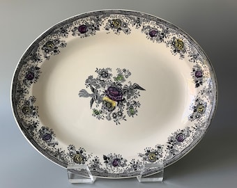 Egersund Norway Black Pheasant Transferware Oval Platter