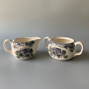 Egersund Norway Black Pheasant Transferware Cream Pitcher & Sugar Bowl Set image 1