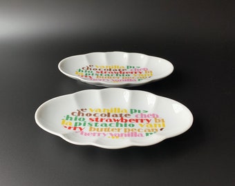 Pair of Vintage Toscany Japan Ice Cream Sundae Dishes with Retro Typeface