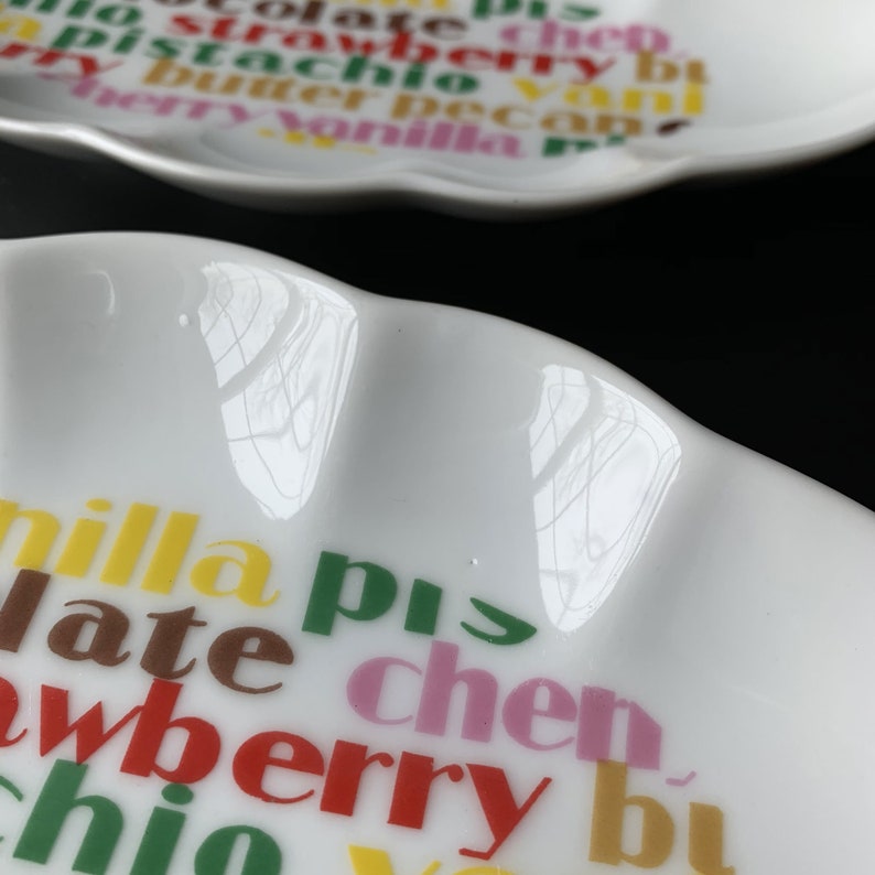 Pair of Vintage Toscany Japan Ice Cream Sundae Dishes with Retro Typeface image 4