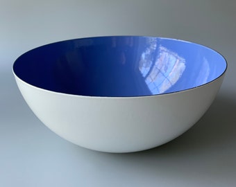 Vintage Blue and White Enamel Bowl in the style of Wartsila Finel or Kaj Franck Arabia Finland