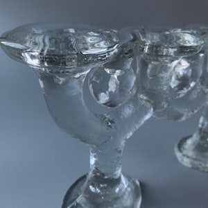 RARE Pukeberg Glass Heart Candelabra and Candle Holder Set by Stefan Gallenstadt image 8