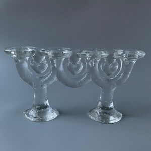 RARE Pukeberg Glass Heart Candelabra and Candle Holder Set by Stefan Gallenstadt image 5